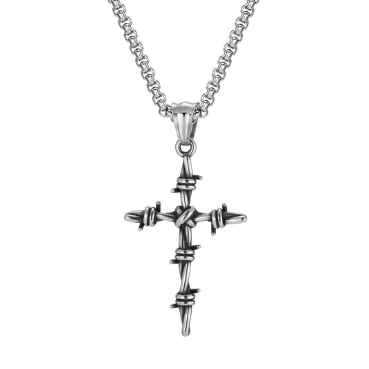 Cross Braided Vintage Stainless Steel Pendant for Men