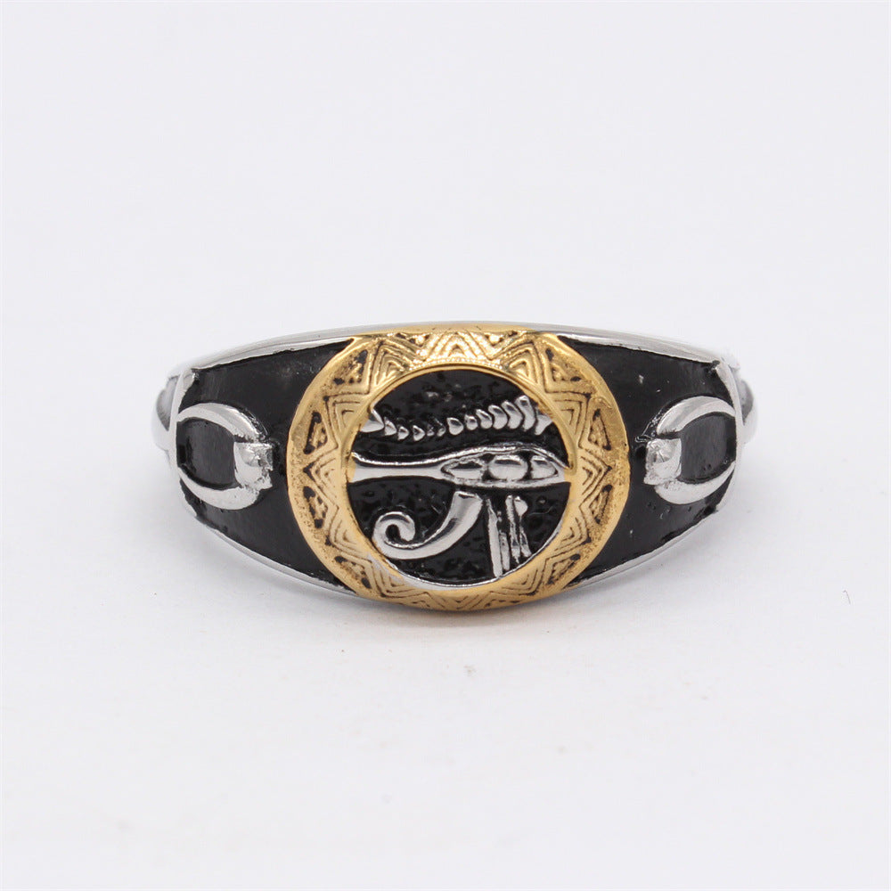 Planderful Anubis Eye Of Horus Titanium Ring Unisex Protection Symbol For Men And Women