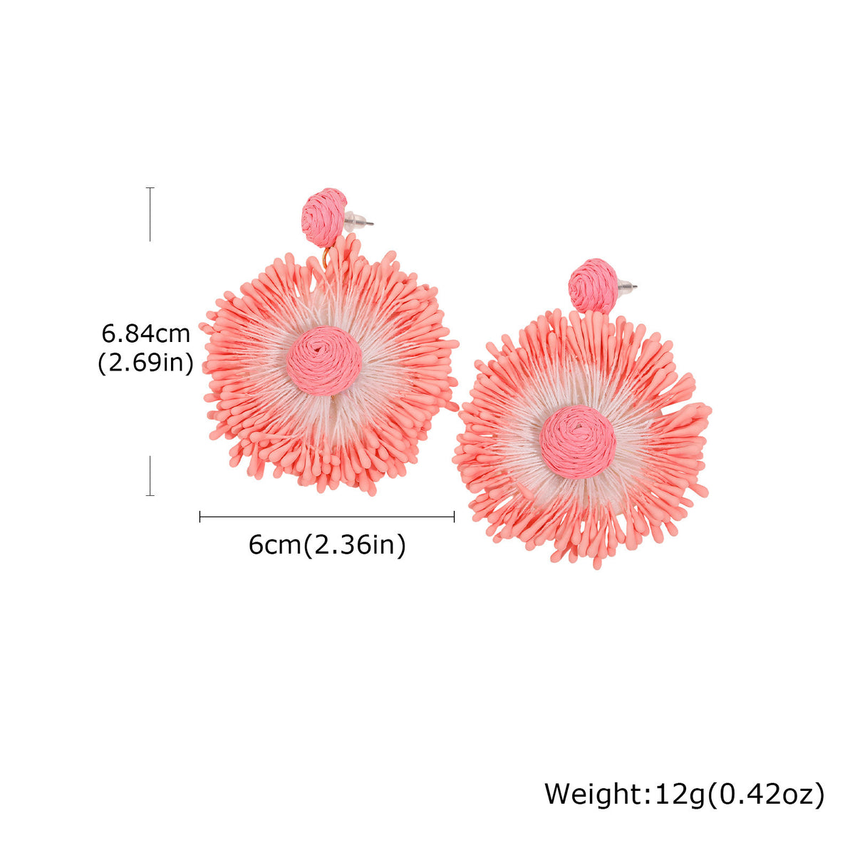 Coral Woven Sunburst Statement Earrings