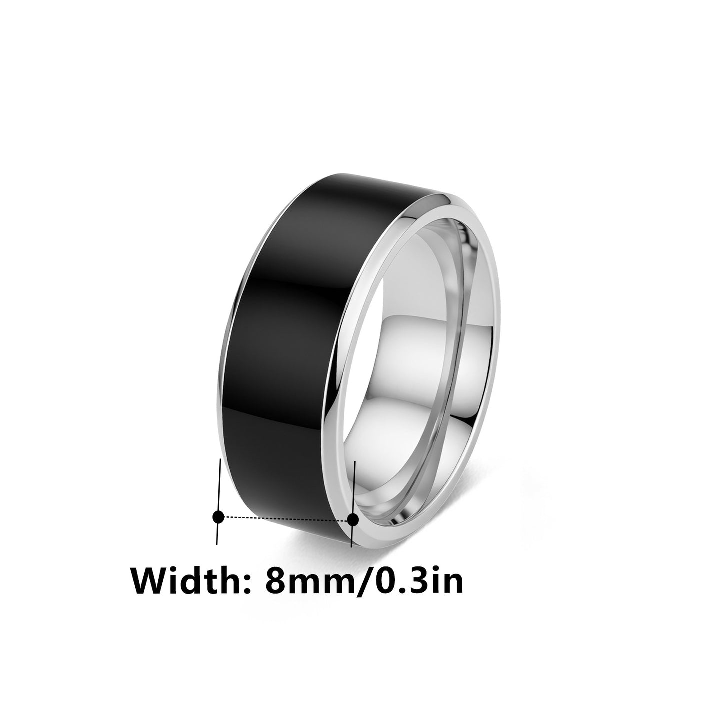 Stainless Steel Ring For Men Glossy Black Unisex Business Jewelry Planderful Everyday Genie Collection
