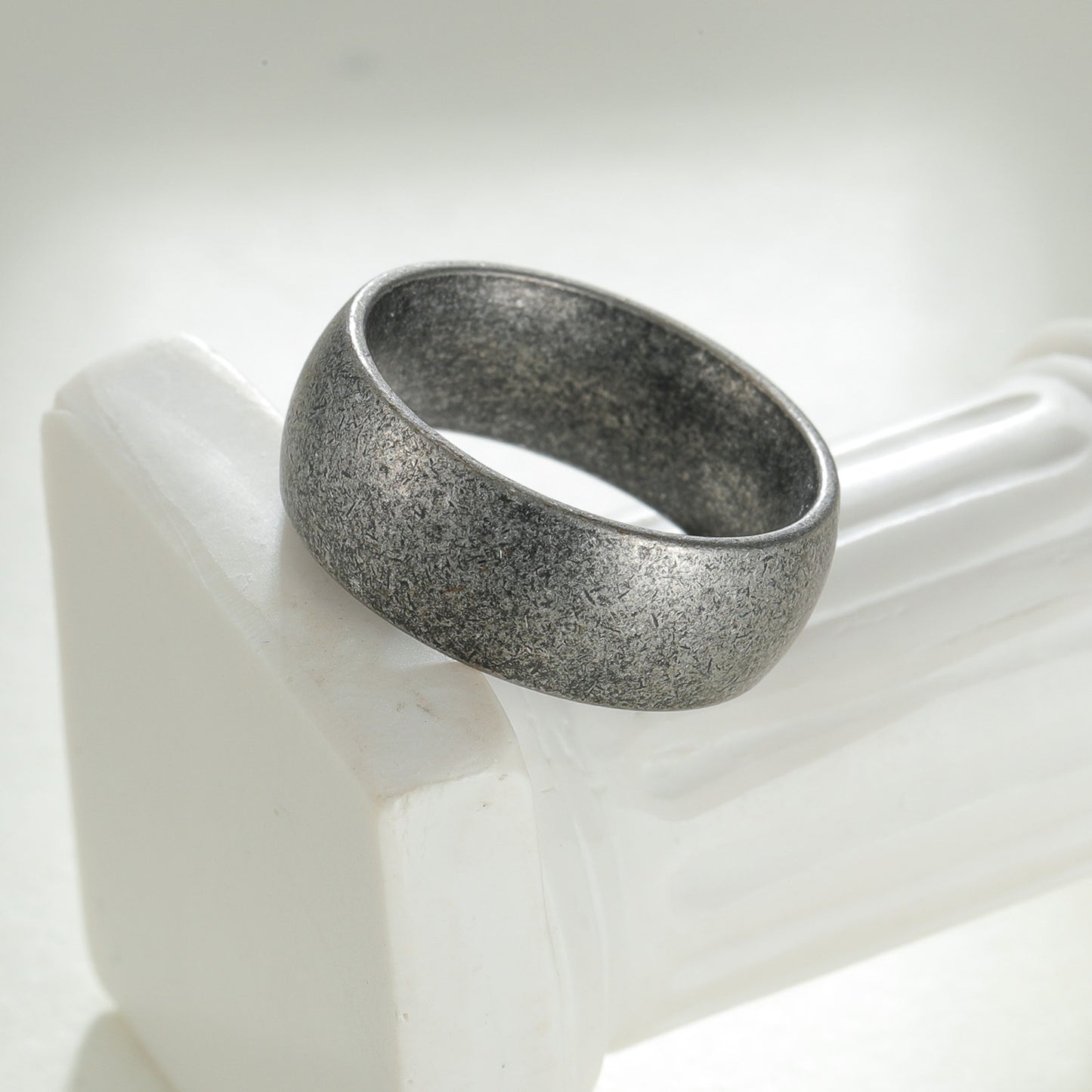 Planderful Everyday Genie 4 Piece Unisex Stainless Steel Ring Set With Brushed Sand Finish Retro Bold Statement Jewelry