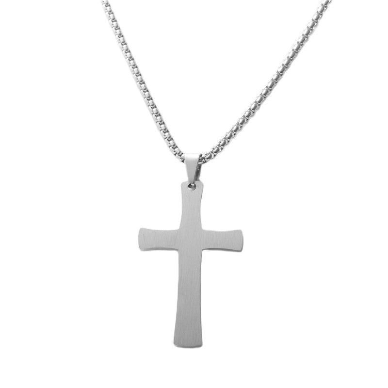 Men's Trendy Retro Titanium Steel Cross Pendant Necklace