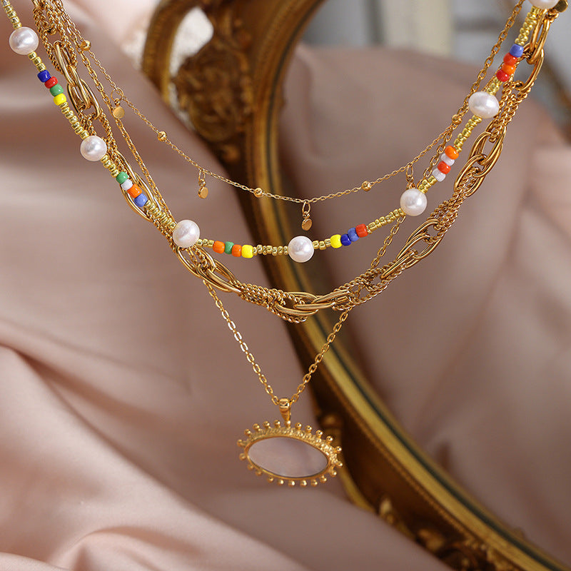 Golden Geometric Titanium Steel Jewelry Set for Women