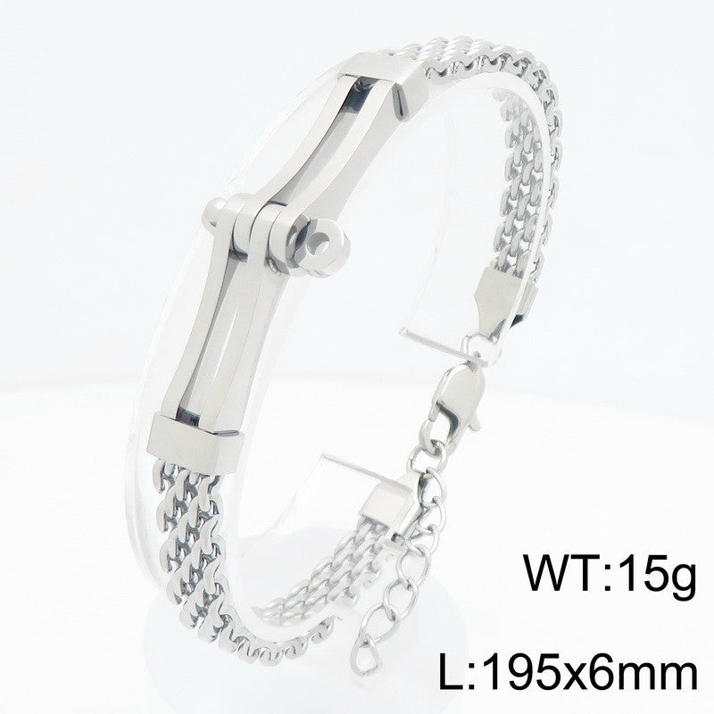 Hip-Hop Cool Locomotive Bracelet – Punk Bike Chain – Curved Mesh Chain Belt Extension