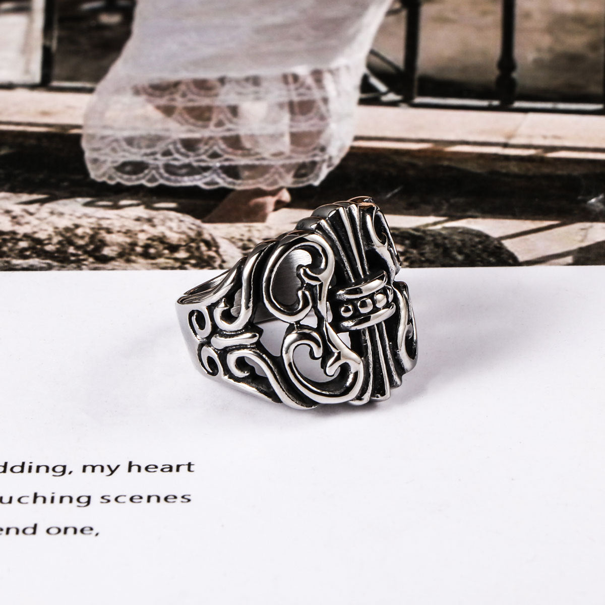 Retro Mens Titanium Steel Ring Cross Punk Style European