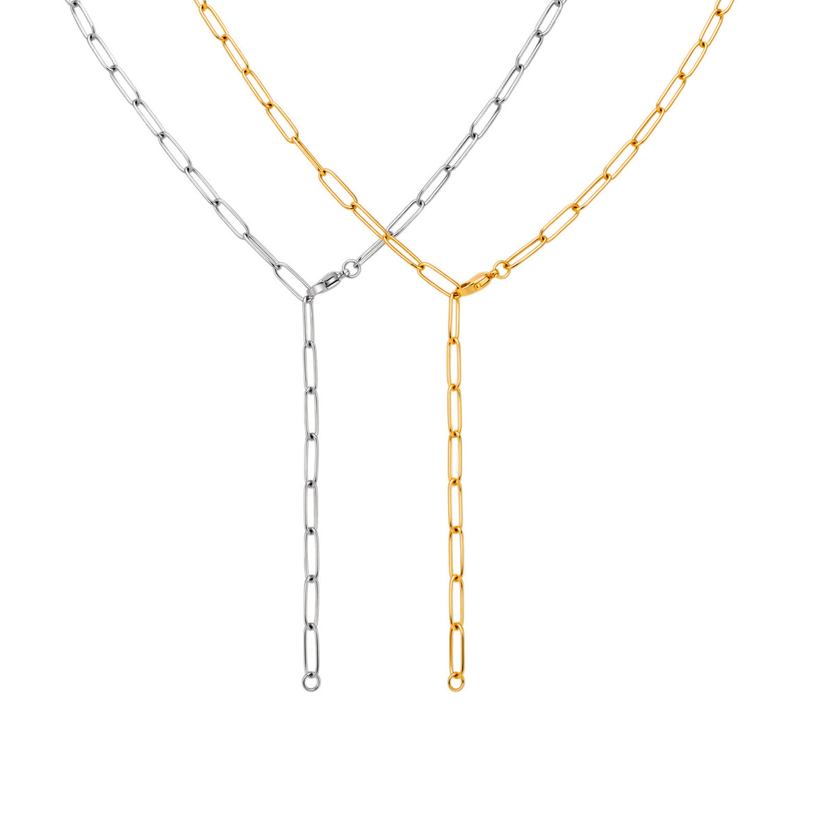 Stainless Steel Flat Rectangular Chain Women's Chain Necklace