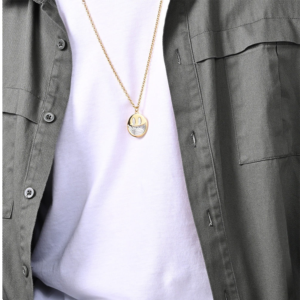 Dark Pop Style Skull Smiley Face Trendy Necklace for Men