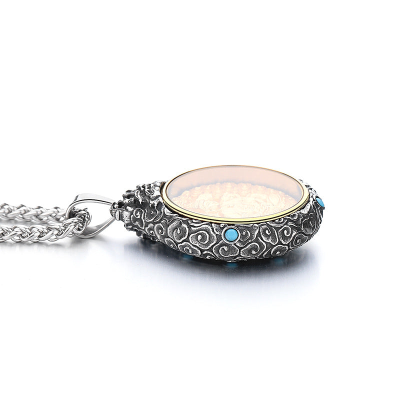 Titanium Steel Necklace – Elegant Bodhisattva Zodiac Pendant Necklace For New Chinese Style