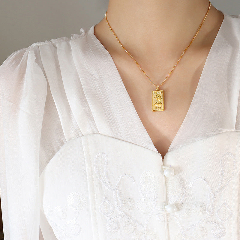 Royal Portrait Double-Sided Necklace - Fashionable Titanium Steel Jewelry