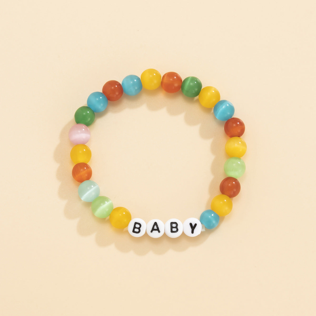 Planderful Vienna Verve Colored Opal Elastic Letter Bracelet For Women And Teens Statement Beaded Accessory