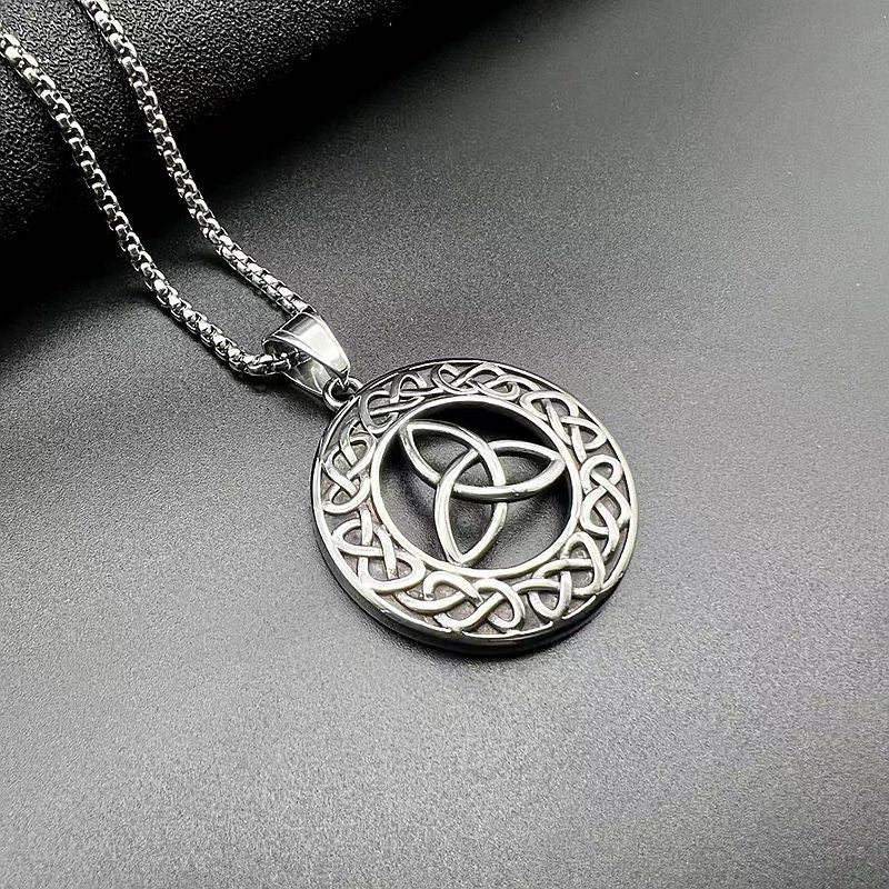 Celtic Concentric Knot Necklace Titanium Steel Polished By Planderful Everyday Genie For Unisex Viking Punk Fans