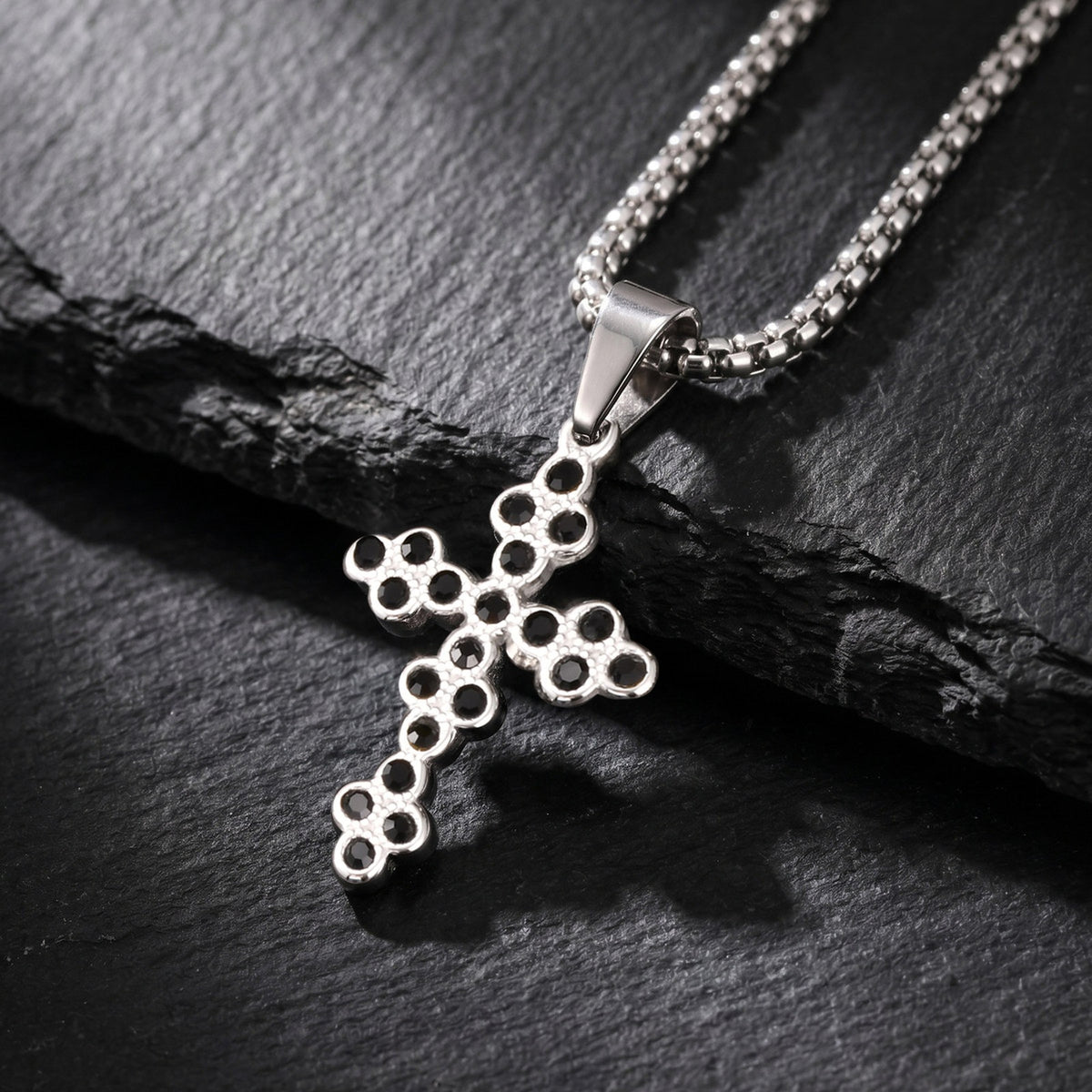 Stainless Steel Zircon Cross Neutral Wind Stacked Wearing Exquisite Gothic Street Holiday Necklace