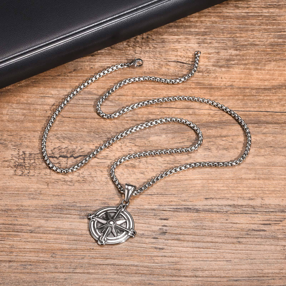 Compass Vintage Stainless Steel Necklace for Men