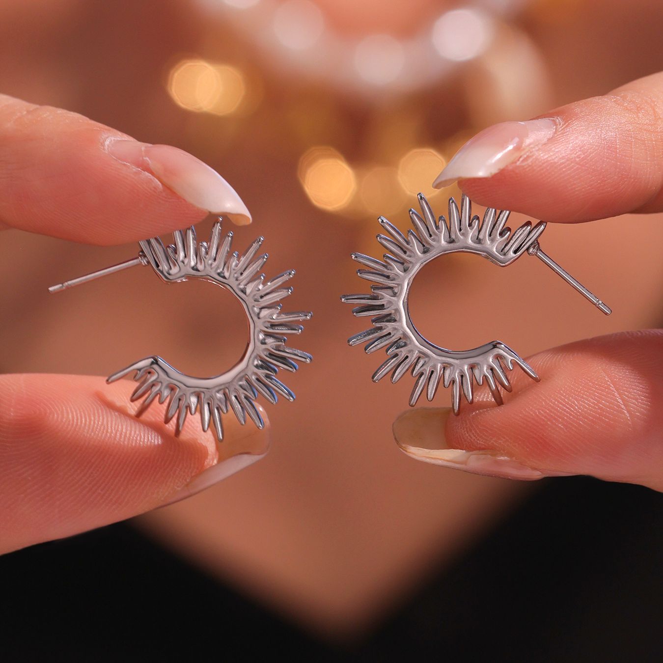 Planderful Sunflower Ray Earrings Gorgeous 18K Gold For Her