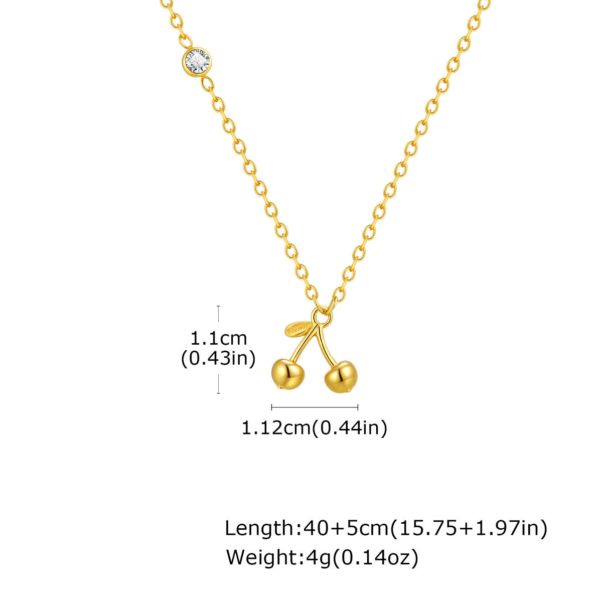 Stainless Steel Gold-Plated Style Design Zircon Cherry Necklace – Anklet