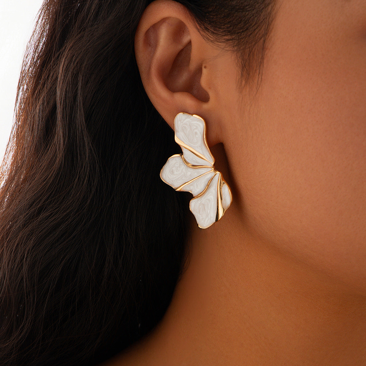 Planderful Vienna Verve Petal Flower Stud Earrings Exaggerated Petal Design For Women