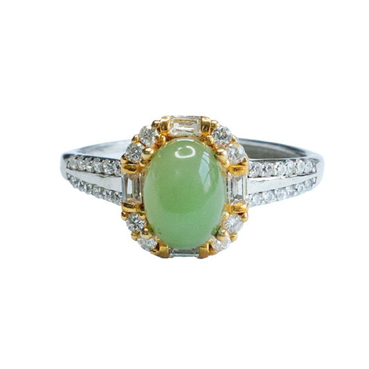 925 Sterling Silver Hetian Jasper Square Ring
