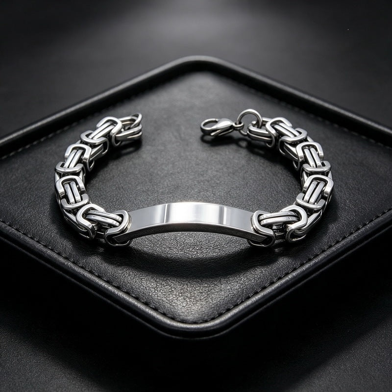 Hip Hop Byzantine Men's Bracelet – Glossy Bent Emperor Chain Stainless Steel Men's Hand
