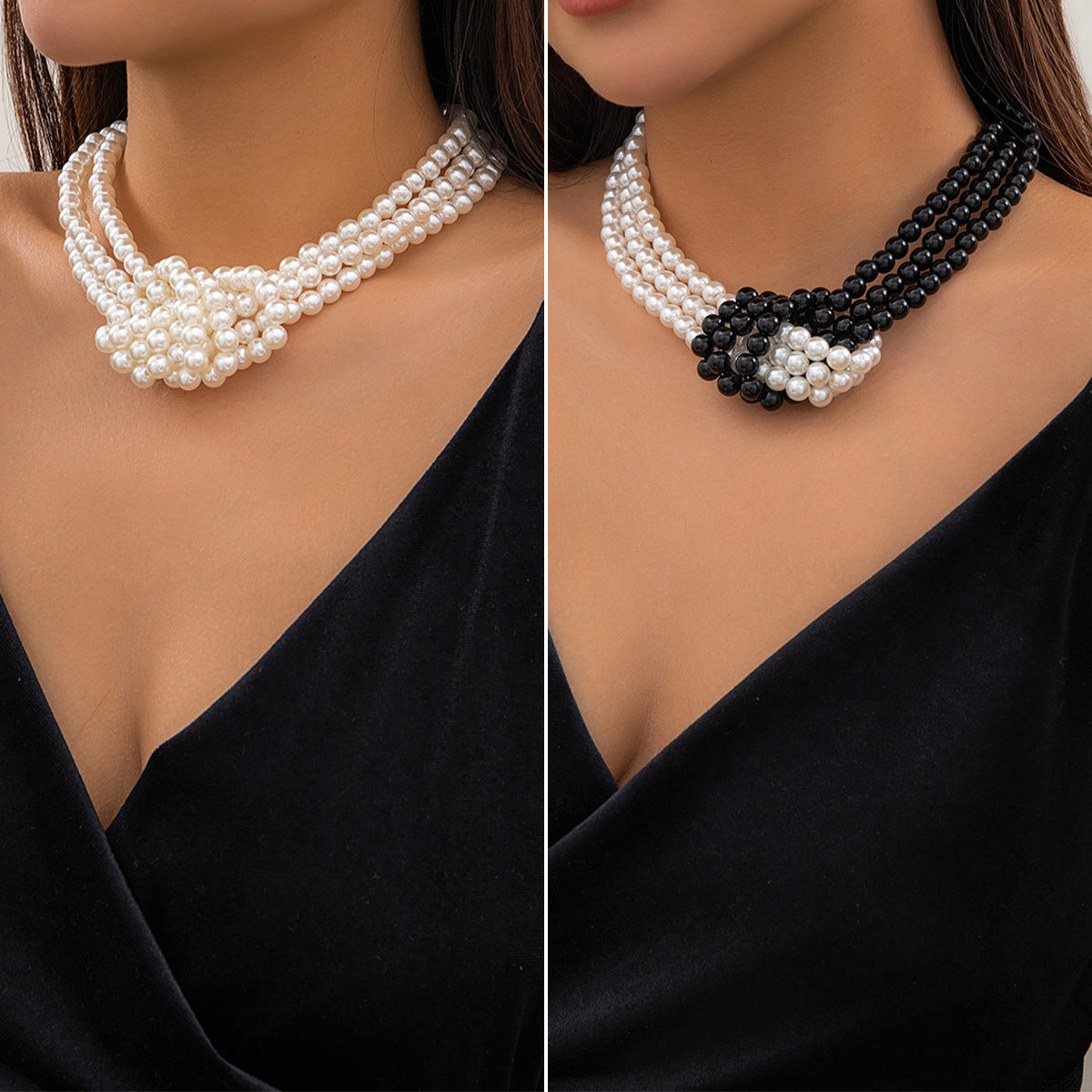 French Beaded Multi-layer Pearl Necklace from Vienna Verve
