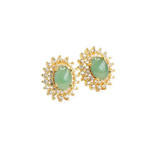 Blue-Water Jadeite Starlight Stud Earrings