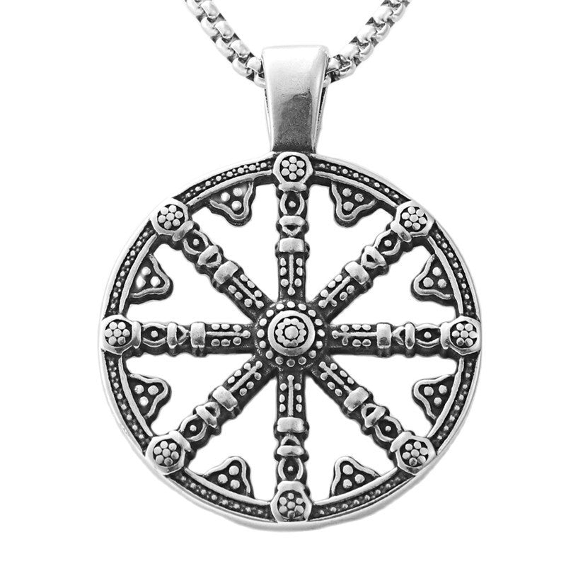Personalized Titan Steel Viking Compass Necklace, Retro Punk Pendant for Men
