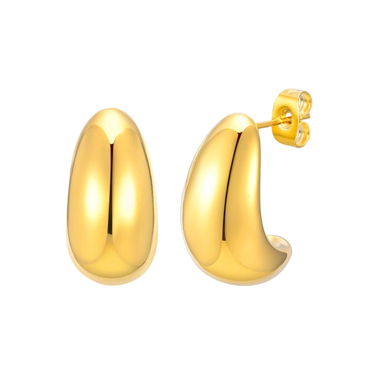 Jewelry Semicircular Glossy Stainless Steel Curved Earrings