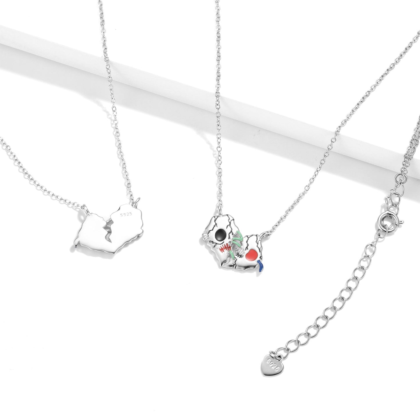 Creative Sewn Heart Pendant Silver Necklace