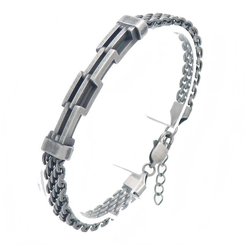 Double-Layer Geometric Ladder Layered Cuban Chain Bracelet Version Back Pattern With