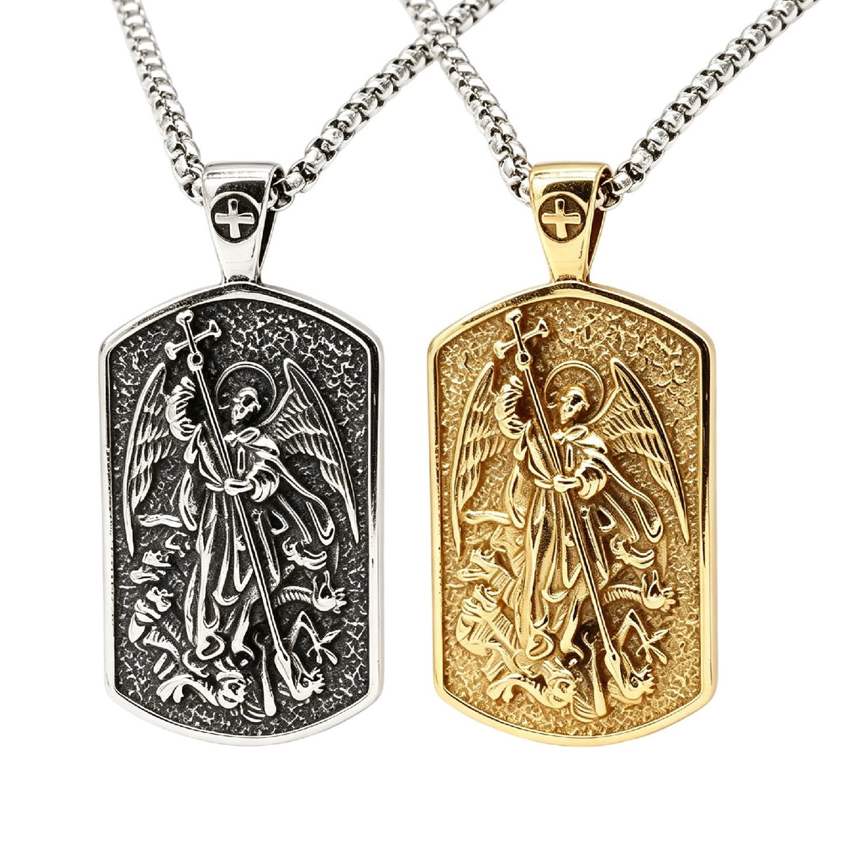 St. Michael Angel Titanium Steel Pendant Necklace