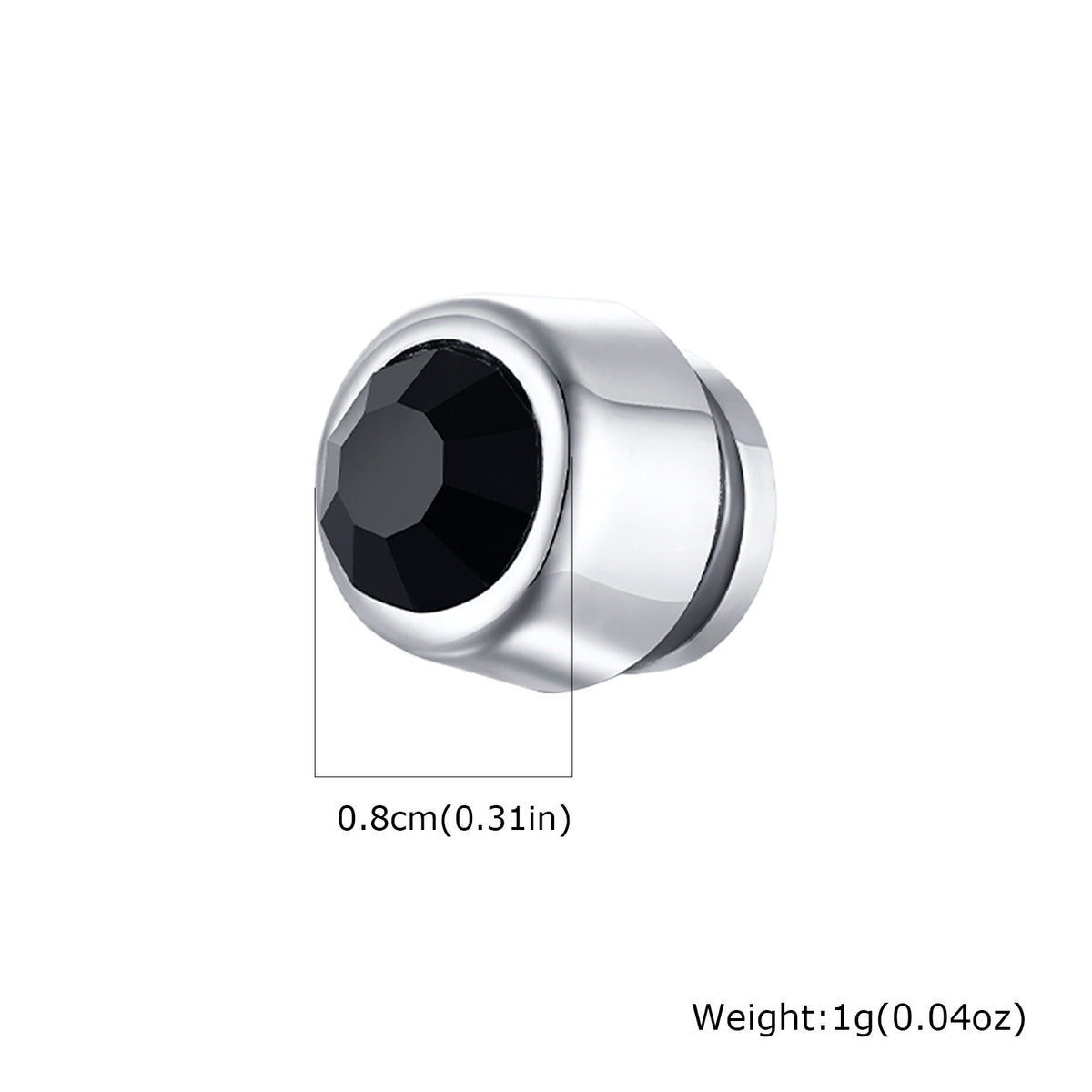 Zircon Stud Earrings — Black or Clear, 4–8 mm