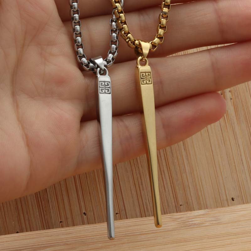 Personalized Titanium Steel Chopstick Pendant Necklace for Men and Women - Retro Punk Style