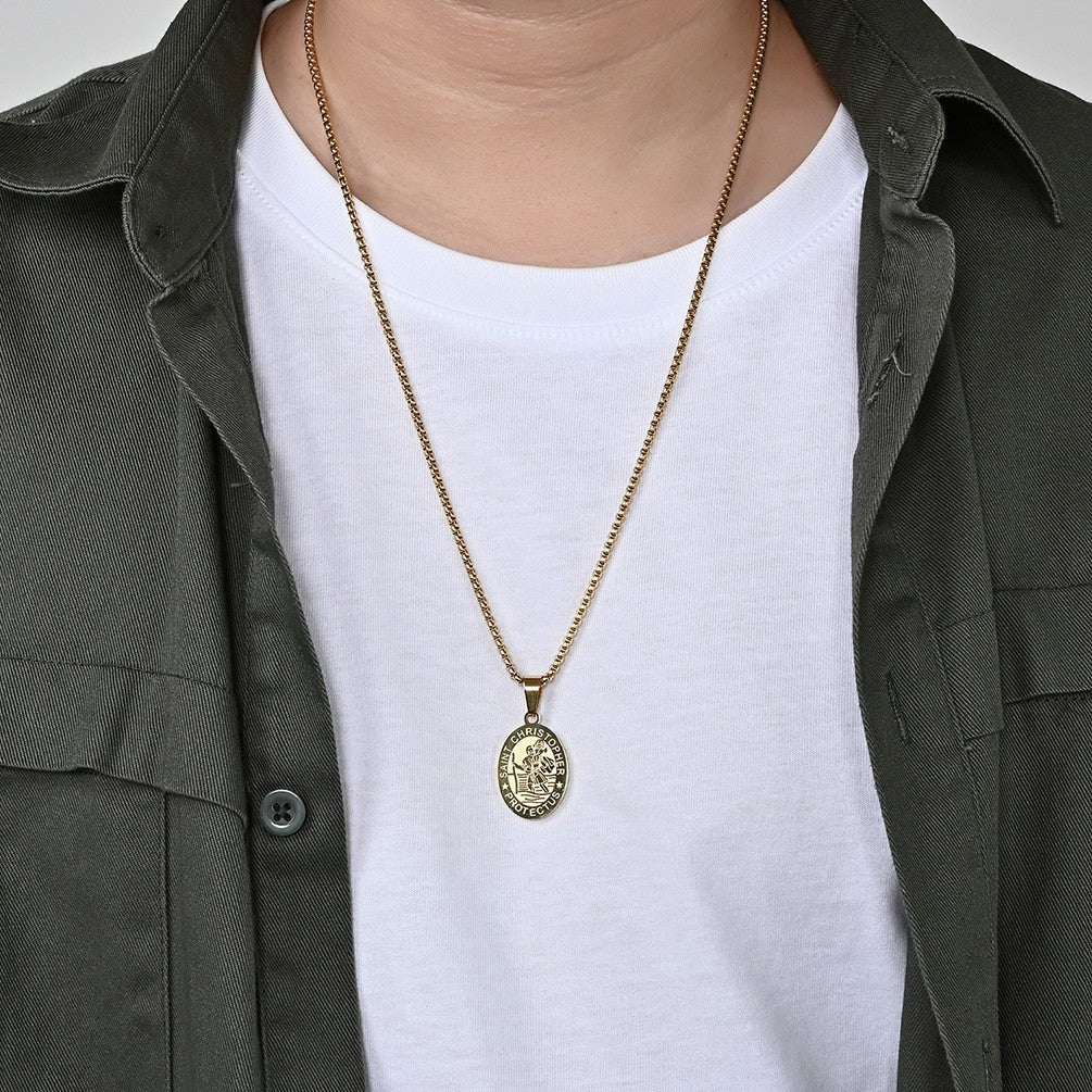 Planderful Patron Saint Seal Necklace For Men Timeless God Protection That Does Not Fade