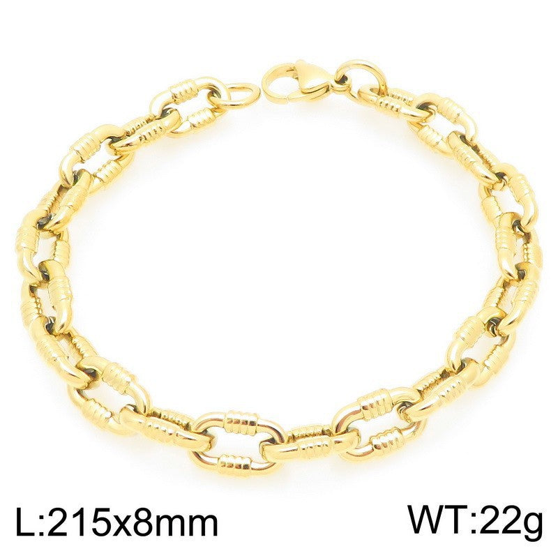 Planderful Unisex Hip Hop Stainless Steel Bracelet