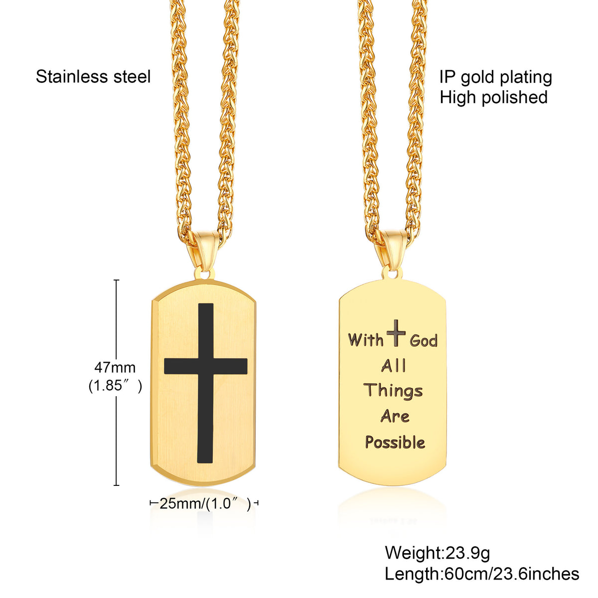 Scripture Cross Stainless Steel Pendant for Men
