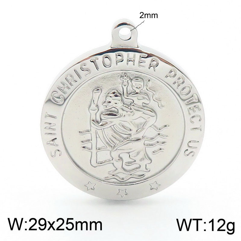 Niche Design St. Christopher'S Titanium Steel Pendant, Men's And Women'S Titanium Steel Necklace,