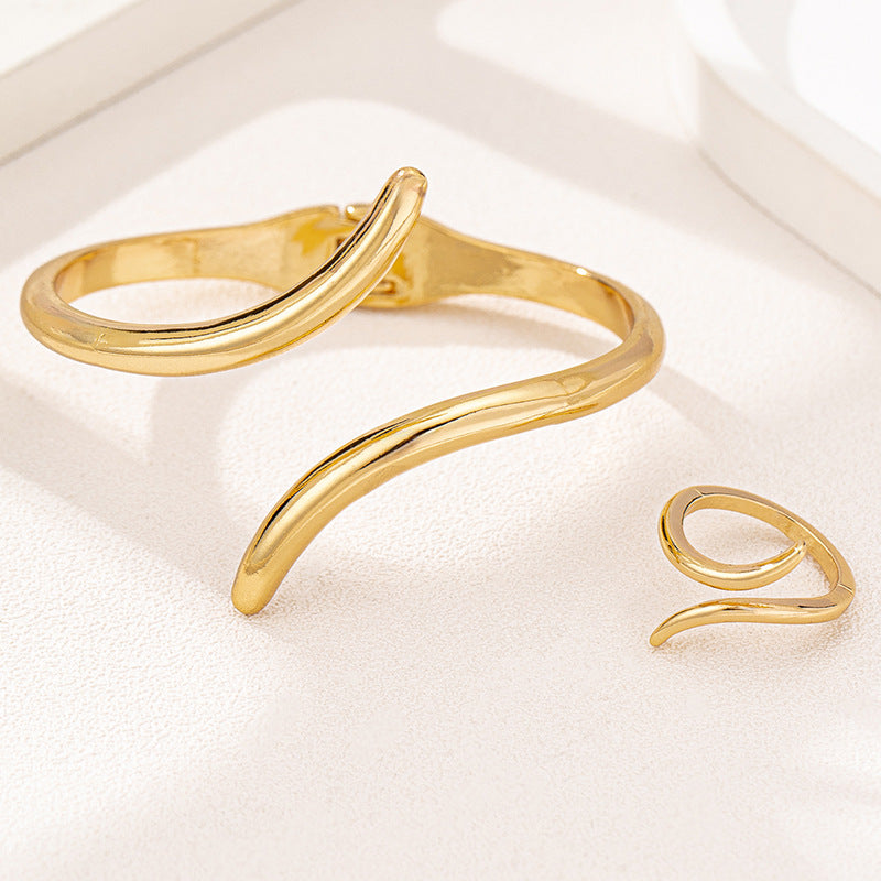 Fashionable Geometric Snake-Shaped Jewelry Set for Women