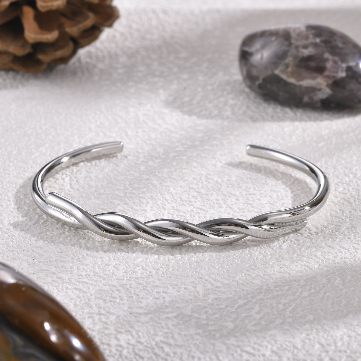 Stainless Steel Twist Opening Bracelet