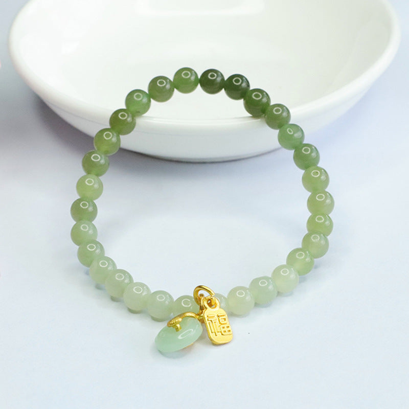Fortune's Favor Sterling Silver Bracelet with Natural Hetian Jade Gradient