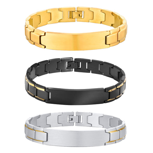 Planderful Mens Titanium Brushed Curved Bracelet Genie