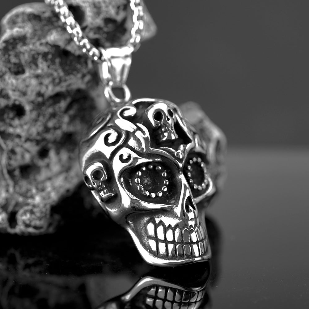 Retro Stainless Steel Men's Pendant Gothic Skull Necklace