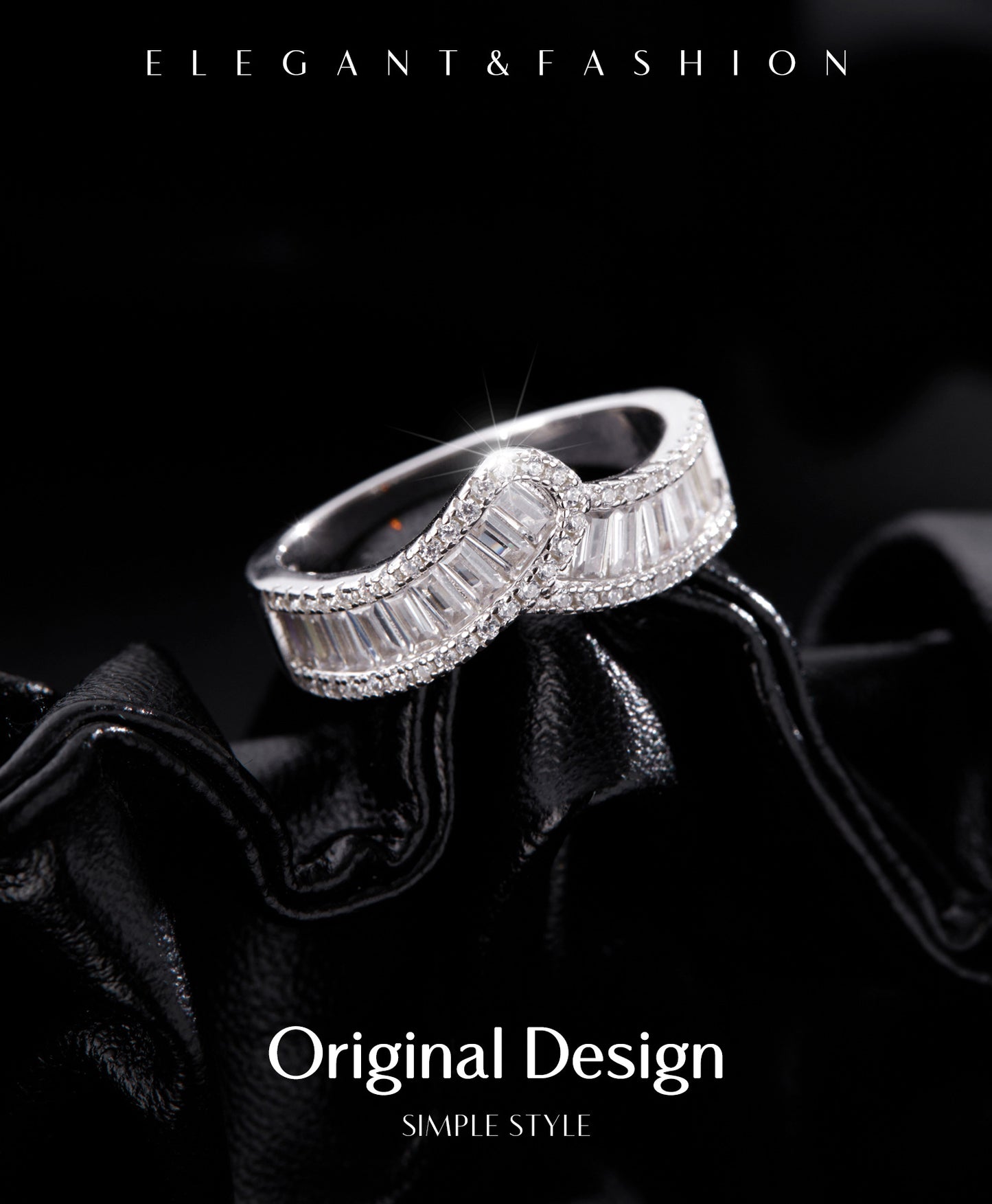 Planderful Everyday Genie Ring – Irregular Lines with Shining Zircon