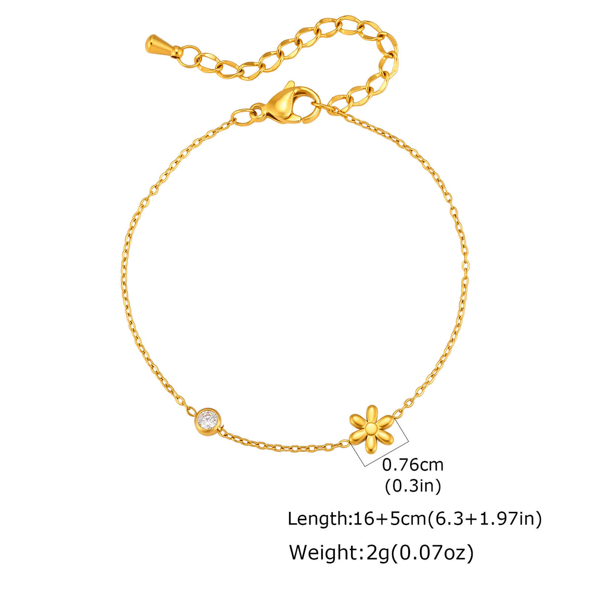 Flower Zircon Stainless Steel Bracelet Unisex