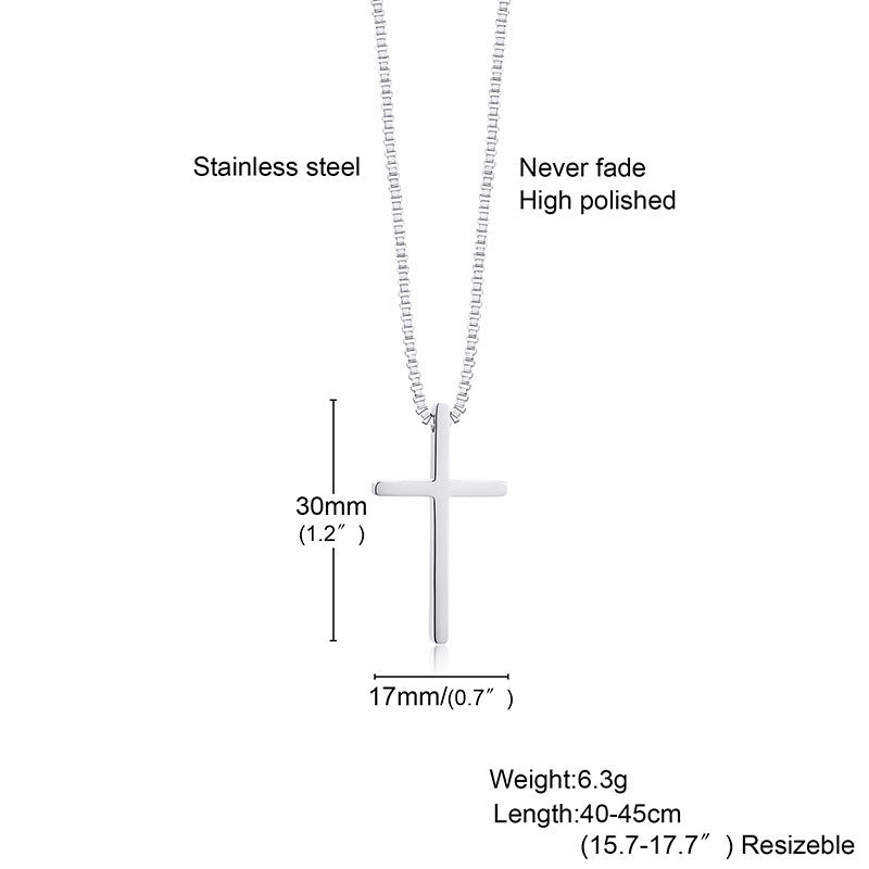 Stainless Steel Cross Box Chain Necklace Gold Female Fashion