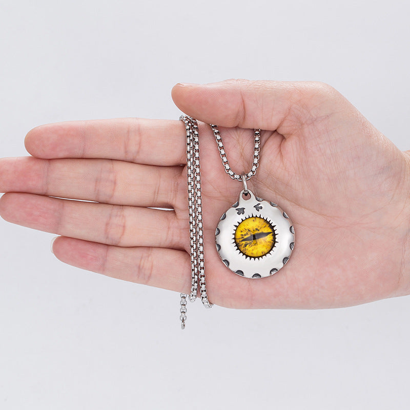 Stainless Steel Necklace - Statement Devil Eye Pendant For Men Trendy Everyday Jewelry