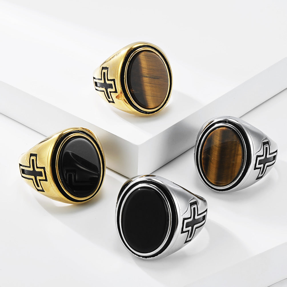 Vintage Cross Stainless Steel Men's Ring