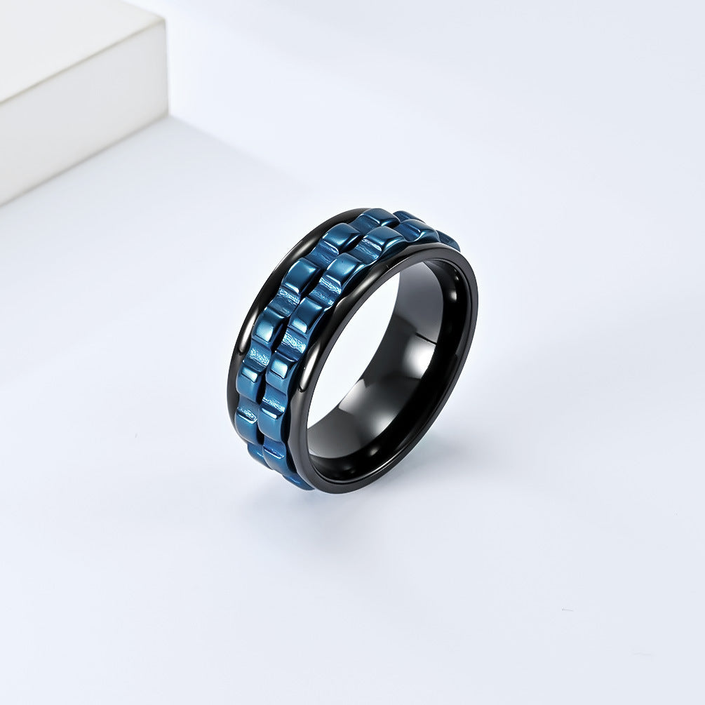 Planderful Everyday Genie Rotating Gear Ring Stainless Steel Stress Relief Unisex Ring Size 7 12