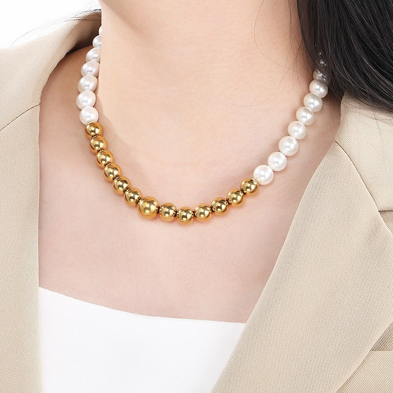 French Light Imitation Pearl Spell Round Bead Commuting Gentle Girl Versatile Necklace Collarbone