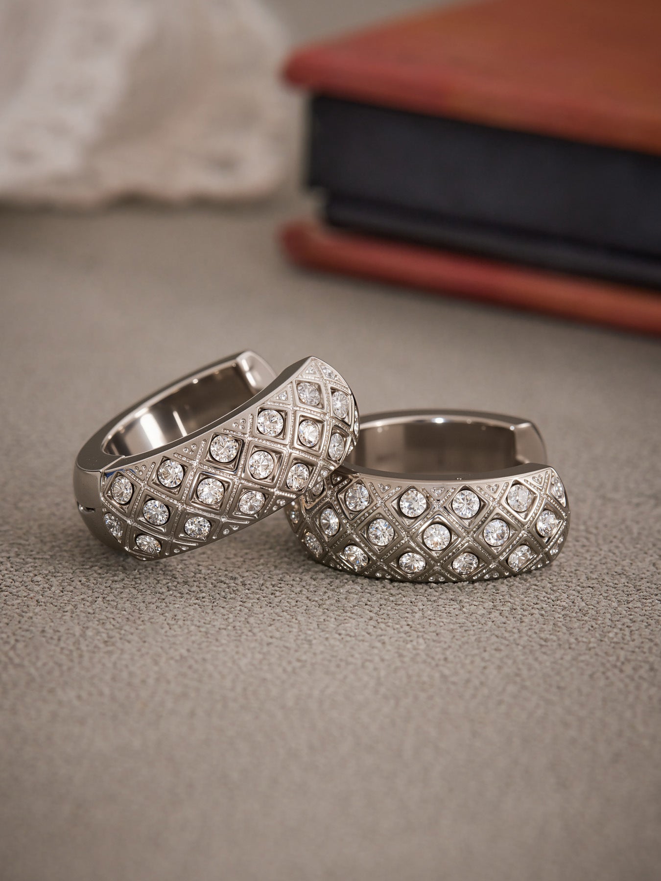 Planderful Zirconium Earrings Women 18K Gold Plated Rhombus