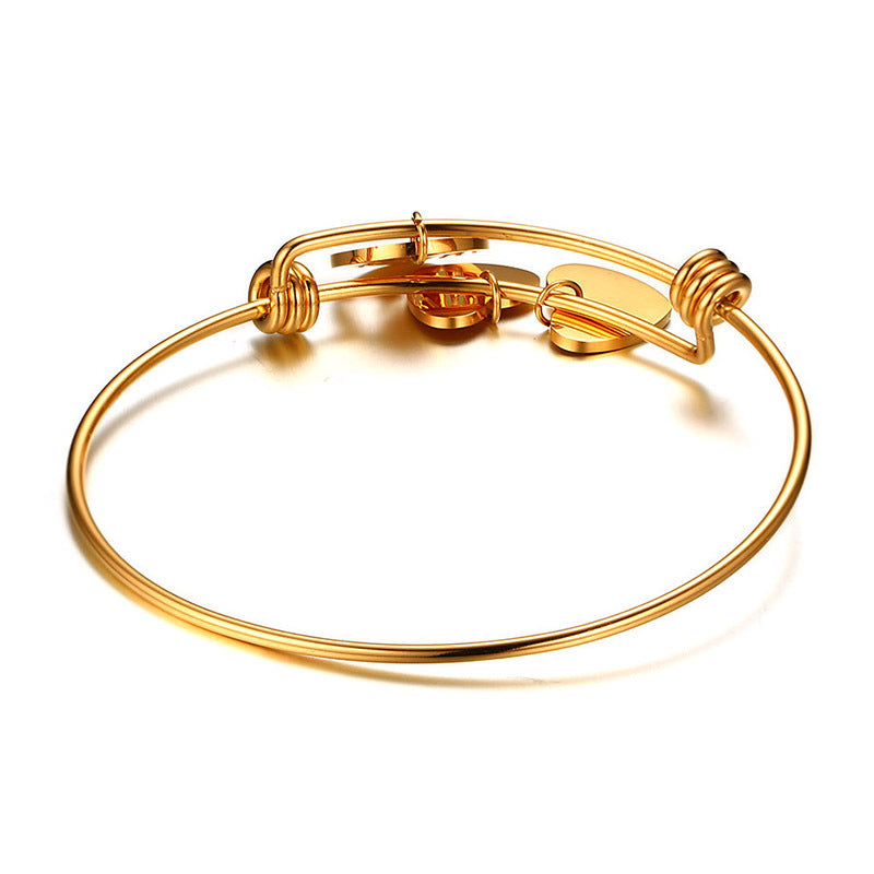 Titanium Steel Adjustable Bracelet Gold Hollow Pattern Jewelry