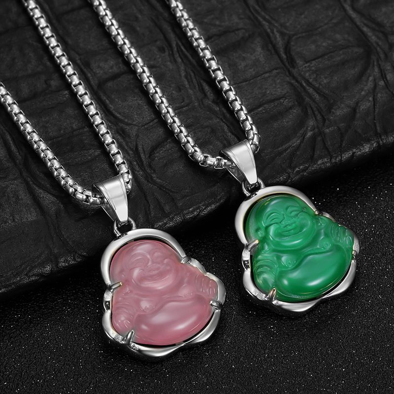 Punk Buddhist Stainless Steel Pendant Necklace
